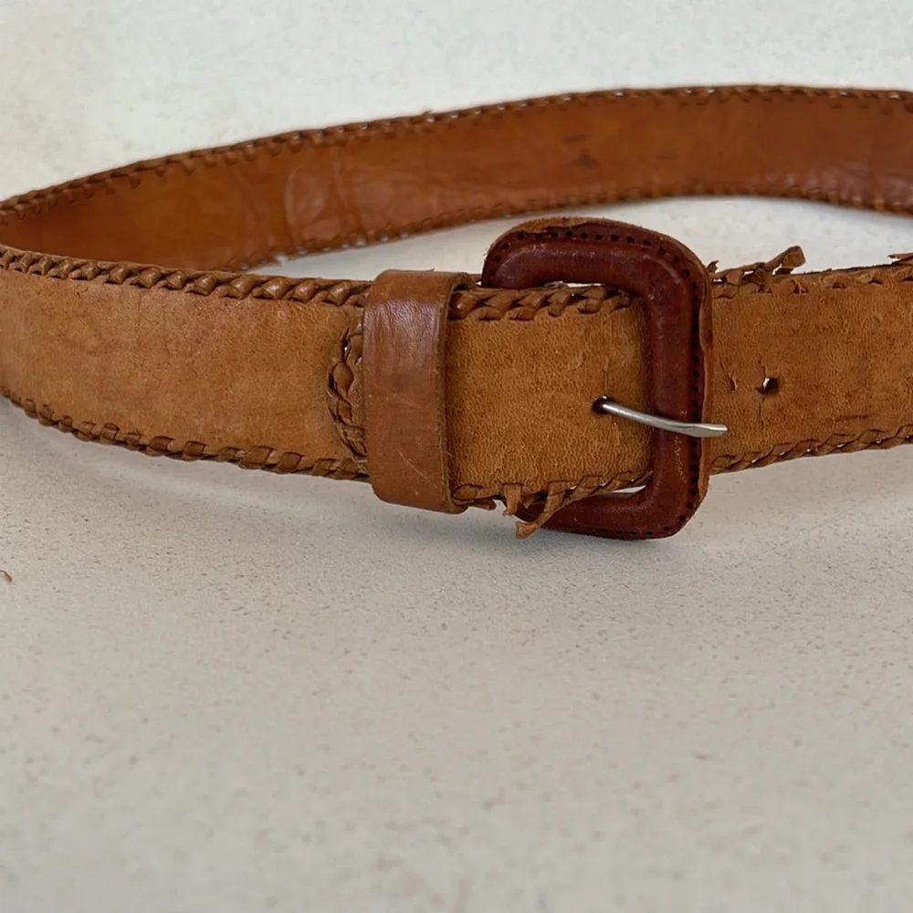 Vintage Guatemalan Woven Leather Belt Youth Small